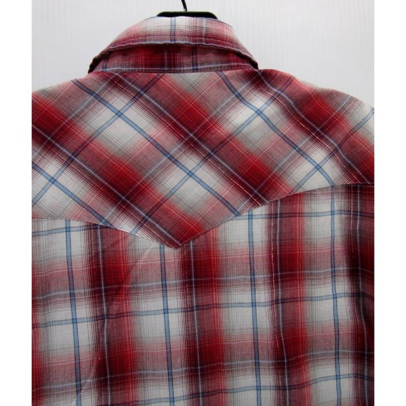 Wrangler Shirt Medium White Western Pearl Snap Plaid Cowboy Outdoor * - Picture 7 of 10